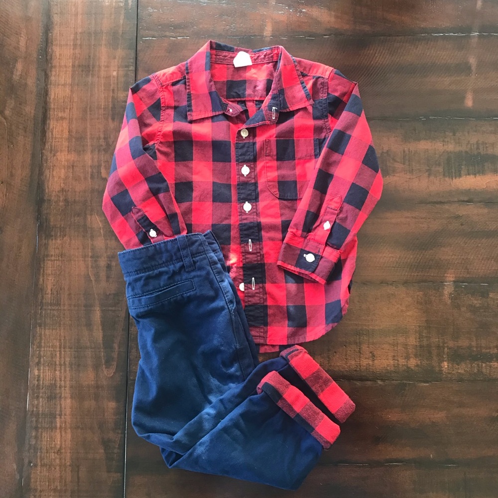 Gap buffalo print shirt and pants set